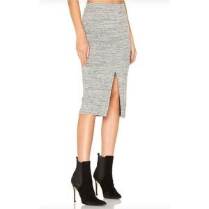 Alice + Olivia Air Spiga Size 6 Heather Grey Front Slit Pencil Skirt Knit Lined
